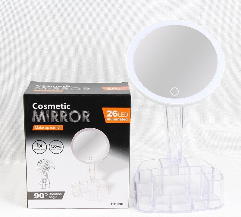 fceae7e1-f151-4958-b46a-6bde10b01be2 Espejo de maquillaje acrílico con organizador con luz LED BC2577/CY034 - Image 1